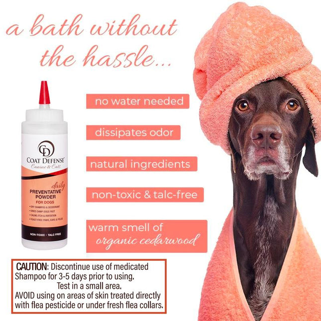 COAT DEFENSE Paw Licker Bundle - Daily Preventative Powder & Sensitive Skin Dog Shampoo - Non-Toxic, Talc-Free, Aloe Vera Based Formula