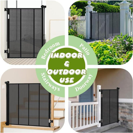 SMONTER 47" Extra Tall Retractable Baby Gates, Extends to 59" Wide, Extra Tall Retractable Safety Gate with Reinforced Strips, Retractable Tall Dog Gates for Doorways Mesh Baby Pet Gates Indoor
