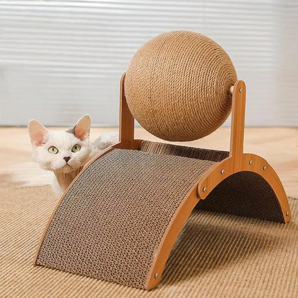 Arch Bridge Ball Design Cat Scratching Board Durable Wood Stand Sisal Rope Ball Scratcher Toy for Cats Wear-Resistant Pet Supplies