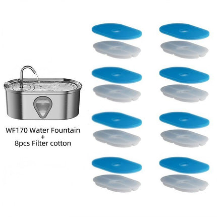 NPET 3.5L/101OZ Cat Water Fountain,With 9 Replacement Filters, 304 Stainless Steel, Automatic Water Fountain for Cats, Visual Water Level Window, Gift for Pets