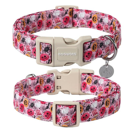 DOGWONG Adjustable Fall Pumpkin Dog Collar - Fashionable Soft Thanksgiving Pet Necklace for All Dog Sizes