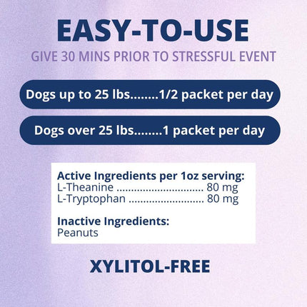 Under the Weather PB&CHILL™ Calming Peanut Butter for Dogs - 6 Packets Vet-Formulated with L-Tryptophan & L-Theanine Tsa-Approved Dog Safe Treats