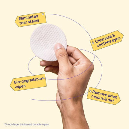 【Restocksale】Hicc PET Eye Wipes for Dogs & Cats, Hypoallergenic Dog Eye Wipes Cleaner, Natural Cleaning Grooming Pet Wipes Gently Remove Tear Stain, Eye Debris, Discharge, Mucus, Non-Irritating, Unscent, 100 PCS Large Pet Grooming Eye#Petlife