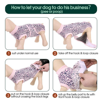 Kuoser Dog Surgery Recovery Suit, Recovery Suit for Female Male Dogs, Dog Onesie after Surgery Spay Neuter, Anti-Licking Pet Surgical Recovery Snugly Suit, Fuddle Wuddle Patch Puppy