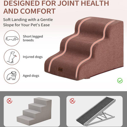 Made4Pets Dog Stairs and Ramp for Bed 3-5 Step Non-Slip Pet Stairs Suitable for High Bed Climbing Universal Design for Dogs and Cats Outdoorfun - Home