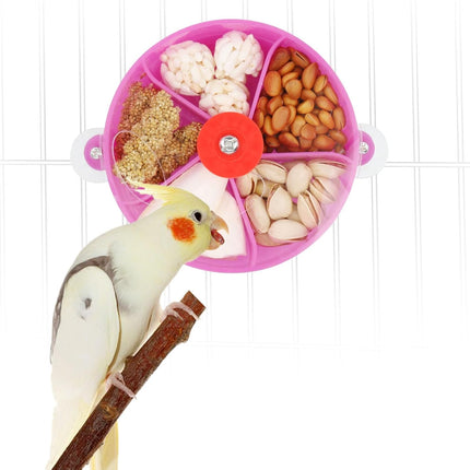 Bird Creative Foraging System Wheel Seed Food Ball Rotate Training Toy for Small and Medium Parrots Parakeet Cockatiel Conure (Purple)