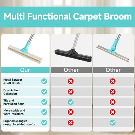 Carpet Rake for Pet Hair Removal(3 Pack), Dog Cat Fur Remover Scraper Broom, 52.7” Adjustable Cat Dog Carpet Rake, Hair Removal Rake, Lint Remover Cleaner Toolsfor Rugs, Mats, Couch, Furniture