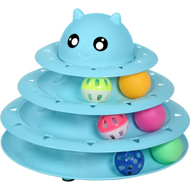 Cat Toy Roller 3-Level Turntable Cat Toys Balls with Six Colorful Balls Interactive Kitten Fun Mental Physical Exercise Puzzle Kitten Toys