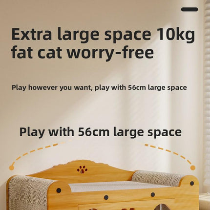 Two-In-One Cat Scratching Board & Bed Solid Corrugated Paper Vertical Double-Layer Universal for All Seasons Wear-Resistant No-Chipping Sleeping Sharpening Claws 30Cmx11.8Inch X 56Cm/22.05Inch X 30Cm/11.8Inch