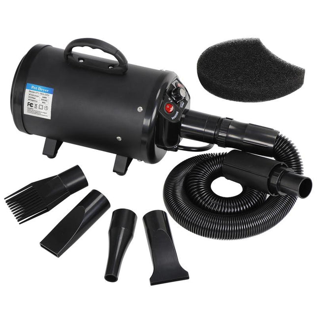 NOVA Dog Hair Dryer 2400W Professional Pet Grooming Dryer Adjustable Speed W/4 Nozzles