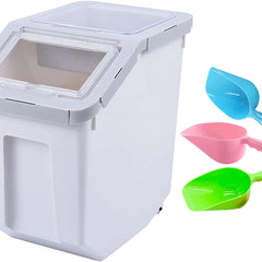 Food Storage Container 20Lb, Large Airtight Pet Food Containers, Dog Food Bin with Scoop, Measuring Cup for Storage Pet Dog Cat Food Supplies - Grey