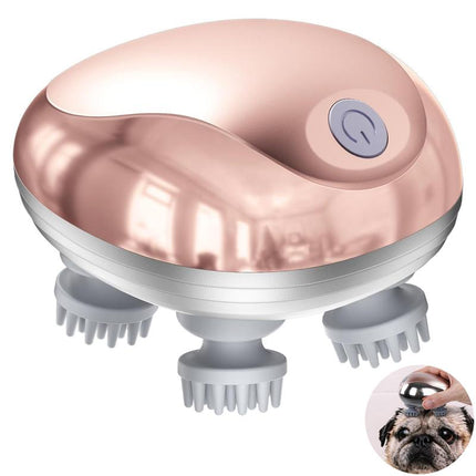 Cotsoco Portable Pet Massager Waterproof Handheld Electric Head Scalp Massager for Dogs Cats Comfort Gift for Daughter and Son Rose Gold 3 Modes Gentle Heavy Kneading Mixed Modes Wet Dry Use Long Battery Life