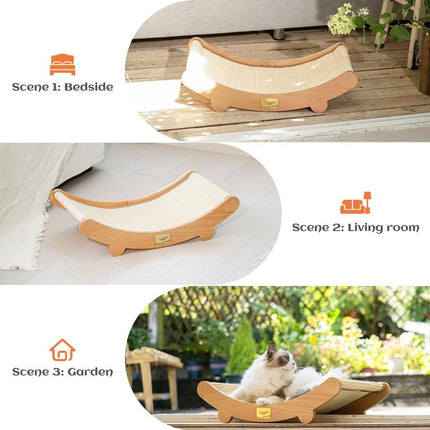 Extra Large Sisal Cat Scratching Bed, Nartural Sisal Wear-Resisitant Cat Scratcher, Cat Paw Pad for Large Cats, Cat Scratching Board Protects Cat from Scratching, Wooden Cat Home Furniture
