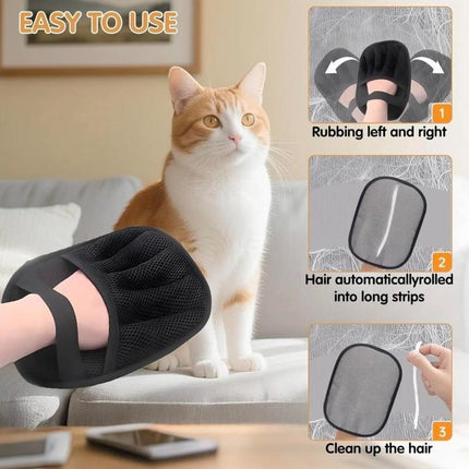 Pet Hair Removal Glove, Deshedding & Cleaning Tool, 2-IN-1 MAGIC, FITS ALL PETS, GENTLE & EFFECTIVE, ANTI-STATIC & STICKY, WASH & REUSE, Furniture Lint Brush
