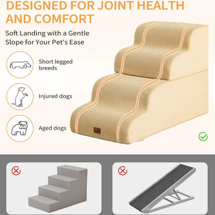Made4Pets Dog Stairs and Ramp for Bed 3-5 Step Non-Slip Pet Stairs Suitable for High Bed Climbing Universal Design for Dogs and Cats Outdoorfun - Home