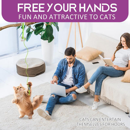 Electric Cat Teaser, Rechargeable Interactive Cat Toy, Upgraded Dual Mode, Irregular Rocking & 360° Spinning with Remote, Door Clip Design, Stimulates Mind & Body, Motion Activated, Cat Toys, Cat Stuff