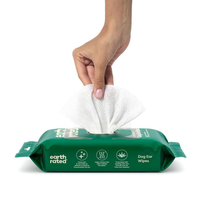 Dog Ear Wipes, Oatmeal Scented Hypoallergenic and Plant Based Ear Wipes for Dogs to Remove Dirt and Wax Build Up, 60 Count Dogear Cleaner