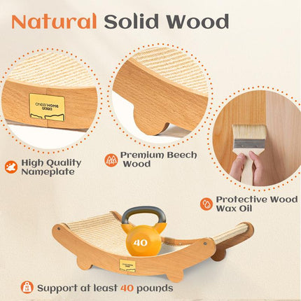 Extra Large Sisal Cat Scratching Bed, Nartural Sisal Wear-Resisitant Cat Scratcher, Cat Paw Pad for Large Cats, Cat Scratching Board Protects Cat from Scratching, Wooden Cat Home Furniture