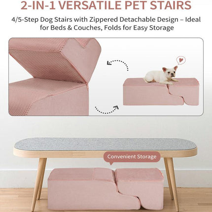 Made4Pets Dog Stairs and Ramp for Bed 3-5 Step Non-Slip Pet Stairs Suitable for High Bed Climbing Universal Design for Dogs and Cats Outdoorfun - Home