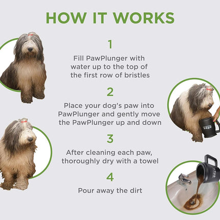 Paw Plunger – Dog Paw Cleaner - Dog and Puppy Essentials - Portable Dirty Paw Washer - Ideal for Medium Dogs - Black