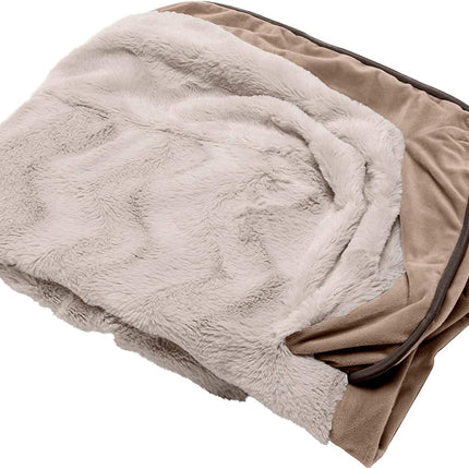 Replacement Dog Bed Cover Perfect Comfort Plush & Velvet Waves Sofa-Style, Machine Washable - Brownstone, Large