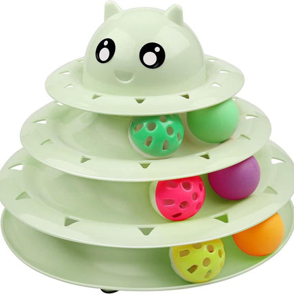 Cat Toy Roller 3-Level Turntable Cat Toys Balls with Six Colorful Balls Interactive Kitten Fun Mental Physical Exercise Puzzle Kitten Toys