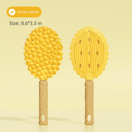 Cat Brush for Shedding Dog Brush Hair Cleaning Comb Bath Massage Tool for Shedding & Grooming, Remove Loose Hair, Durian Shape, Silicone Bristles (Yellow)