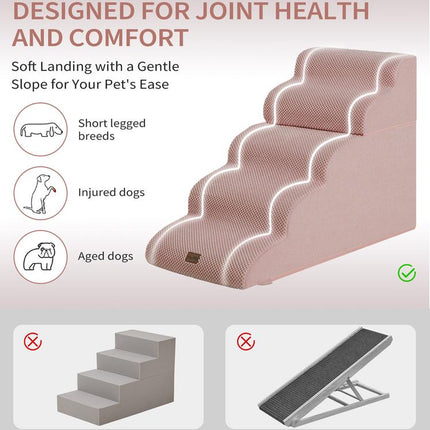 Made4Pets Dog Stairs and Ramp for Bed 3-5 Step Non-Slip Pet Stairs Suitable for High Bed Climbing Universal Design for Dogs and Cats Outdoorfun - Home