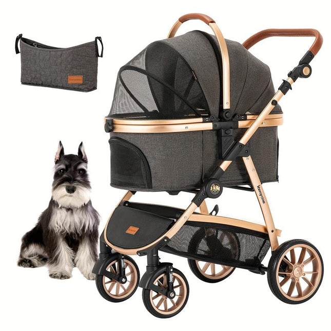 Kenyone Pet Stroller 3 in 1 for Medium Small Size Dogs Luxury Large Cat Stroller Detachable Carrier for Puppy, Kitty, Doggie