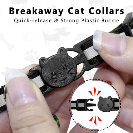 Cat Collar with Air Tag Holder, Reflective Kitten Collar with Bell, Breakaway Airtag Cat Collar for Boys Girls Cats, GPS Tracker for Cats 0.4’’ Width Adjustable Safe Kitty Collar, Black