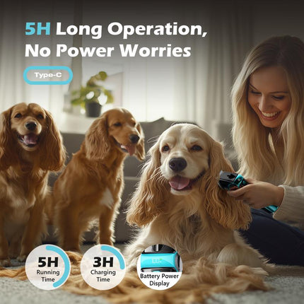 [Ocean Gem] Fuzzyfix Dog Clippers for Grooming for Thick Heavy Coats, Professional Pet Grooming Clippers Kit Low Noise Rechargeable Hair Trimmer with Ceramic Blade for Dogs Cats Animals