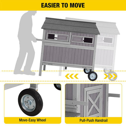 Aivituvin-Air96 Extra-Large Chicken Coop with Big Wheels for 6-8 Chickens