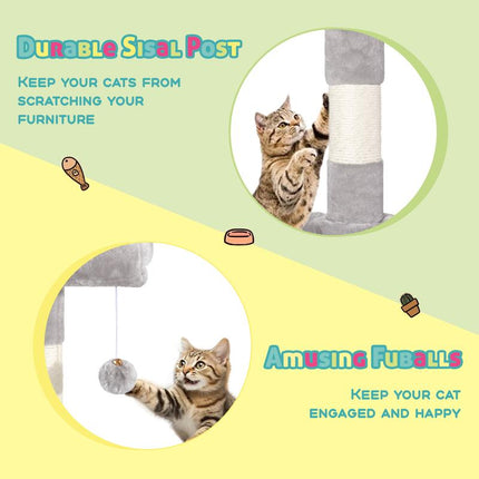 SHA CERLIN 73-Inch Fan-Shaped Corner Cat Tree for Indoor Cats -Save Space with Multi-Level Perches, Condo, Sisal Scratching Posts (Blue/Gray/Beige/Pink/Leopard/White&Black Spot）#Tiktokshopbacktoschool