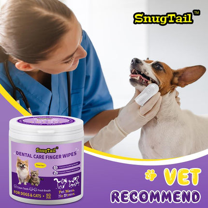 Snugtail Dog Teeth Cleaning Wipes for Bad Breath – 50 Pcs,Dental Wipes for Dogs & Cats to Remove Plaque, Tartar & Freshen Breath,No-Rinse Toothpaste Alternative,Gentle Gum Care for Puppy, Adult & Senior Pets