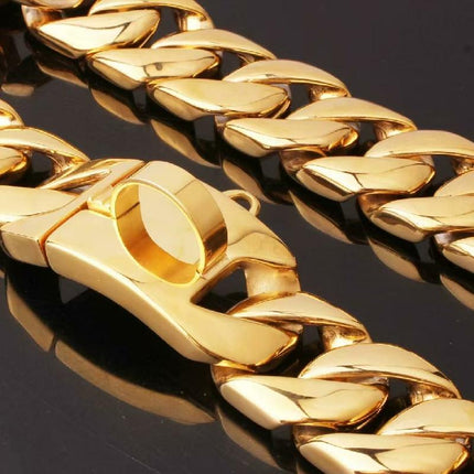 ICE WATER 32Mm Extra-Thick Stainlesscuban Necklace Bracelet Chain for Dogdesian with Secure Double Lock -Perfectaccessory for Your Pooch'S Everyday Style& Special Occasions