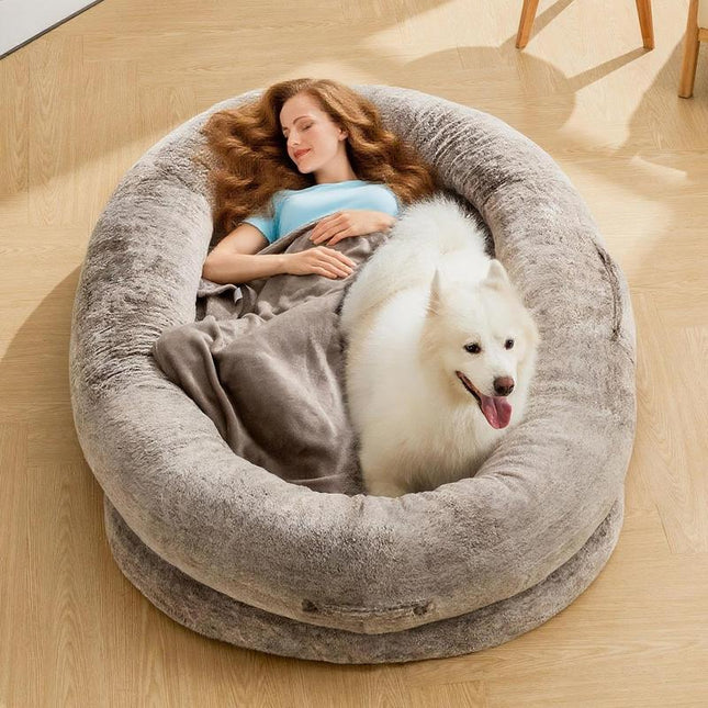 【Falldealsforyou】Cozy XL Human Dog Bed for Adults & Pets – Faux Fur Lounger with Pillow & Blanket, Washable Orthopedic Sofa for Deep Sleep & Relaxation – Perfect Gift for Pet Lovers Tictok Shop Contemporary Easy Care Greensboro Furniture