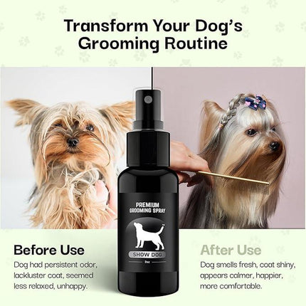 Show Dog Premium Dog Cologne and Odor Eliminator Long Lasting Spray Deodorant for Smelly Dogs 3 X 2Oz Spray Bottles Made with Essential Oils