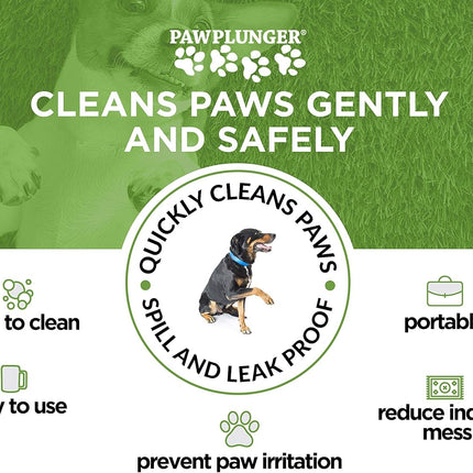 Paw Plunger – Dog Paw Cleaner - Dog and Puppy Essentials - Portable Dirty Paw Washer - Ideal for Medium Dogs - Black