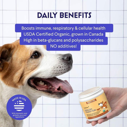 Turkey Tail Mushroom Powder for Dogs - USDA Certified - for Lumps & Bumps, Immunity, Respiratory, Digestion & Cellular Health - Made by Wonderpaws