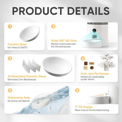 Warcat Smart Vacuum Pet Feeder with Camera, 4.5L Automatic Cat Feeder with Night Vision, 2.4G Wifi Dog Feeder with 2-Way Audio, Timed Feeding & APP Control, Dual Power Supply, Jam-Proof Dry Food Dispenser for Cats & Small Dogs #Tiktokshopfalldealsforyou