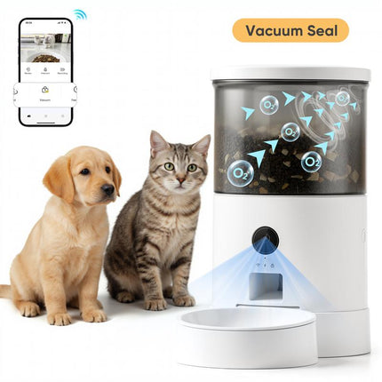 Warcat Smart Vacuum Pet Feeder with Camera, 4.5L Automatic Cat Feeder with Night Vision, 2.4G Wifi Dog Feeder with 2-Way Audio, Timed Feeding & APP Control, Dual Power Supply, Jam-Proof Dry Food Dispenser for Cats & Small Dogs #Tiktokshopfalldealsforyou