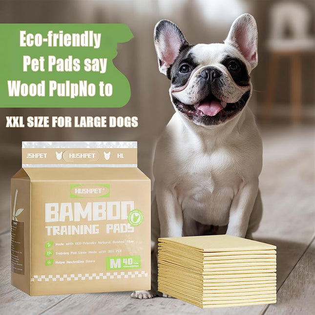 HUSHPET Puppy Pee Pads 17.7"X23.6"-40 Count | Dog Pee Training Pads Bamboo Pulp Material Super Absorbent & Leak-Proof | Added Activated Carbon, Safe Deodorization. Disposable Pet Piddle and Potty Pads for Puppies | Dogs | Cats | Rabbits Male Wraps