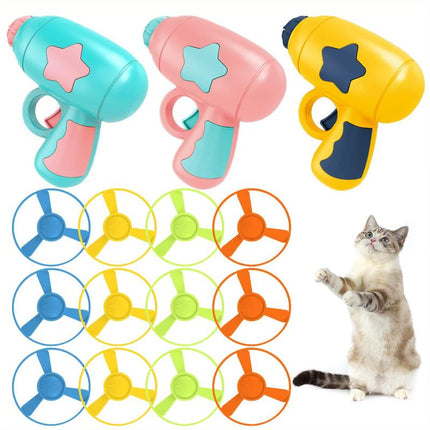 15Pcs Cat Fetch Toy with Colorful Flying Propellers Set Cat Playing Interactive Cat Toys for Cat Kitten Chasing Exercise