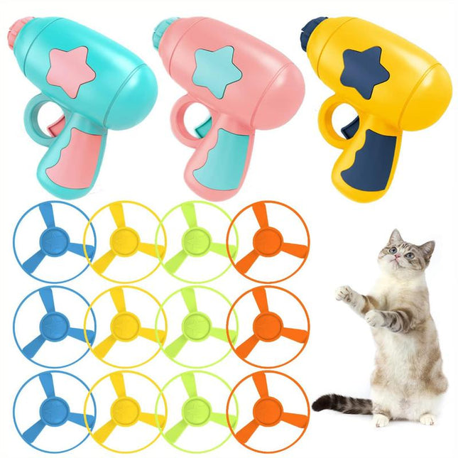 15Pcs Cat Fetch Toy with Colorful Flying Propellers Set Cat Playing Interactive Cat Toys for Cat Kitten Chasing Exercise