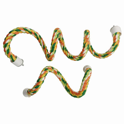Dual-Length Parrot Climbing Rope Set- 40” & 14” Bendable Cotton Bird Toy with Two-Sides Screws, Chew-Proof & Cage-Mountable for Conures, Cockatiels, Lovebirds (Yellow/Orange/Green/White)