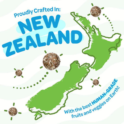 Peteverscence Treat-A-Balls Dog Training Treats - Healthy Low Calorie Vegan Treats for Small to Large Dogs - 18 Mango Chia Spinach Coated Balls - New Zealand Made