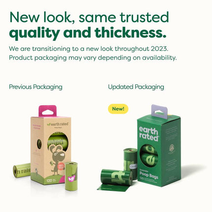 Earth Rated Lavender Scented Dog Poop Bags - 120 Count Leak-Proof Extra-Thick Refill Rolls for Big & Small Dogs - Eco-Friendly Recycled Plastic - Portable Poop Bag Dispenser Essential