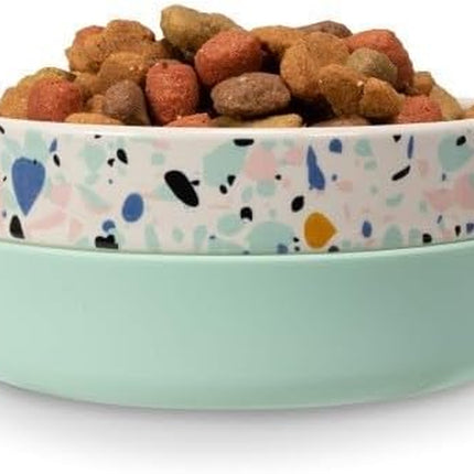 Now House for Pets by  Mint "Terrazzo" Duo Bowl, Small | Dishwasher Safe, Easy to Clean Dog Bowl with Anti-Skid Lid | Dual Functionality Bowl for Dogs for Storage or Travel
