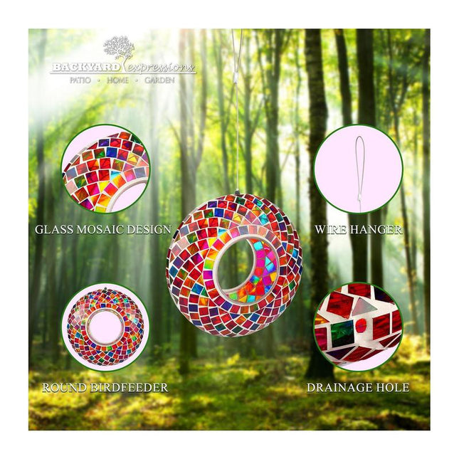 Backyard Expressions Hanging Glass Bird Feedermosaic