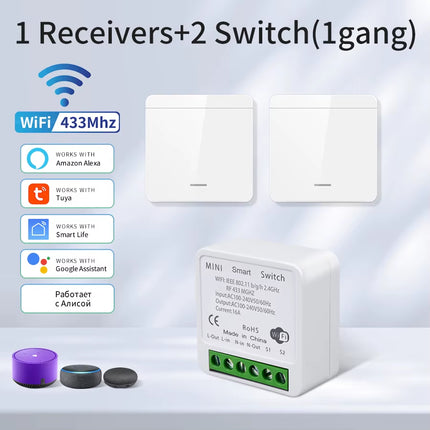 Tuya Smart Wifi Switch for Lighting RF 433Mhz Wireless Switch Smart Life APP Voice Control Work with Alexa Google Home Alice